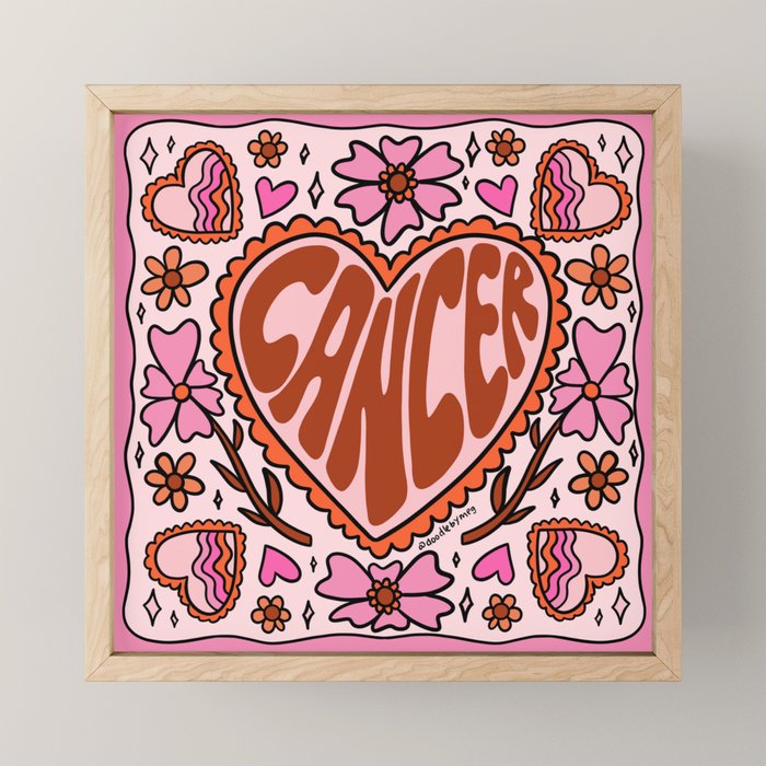 Cancer Zodiac Heart Mini Art Print Gallery Image 1