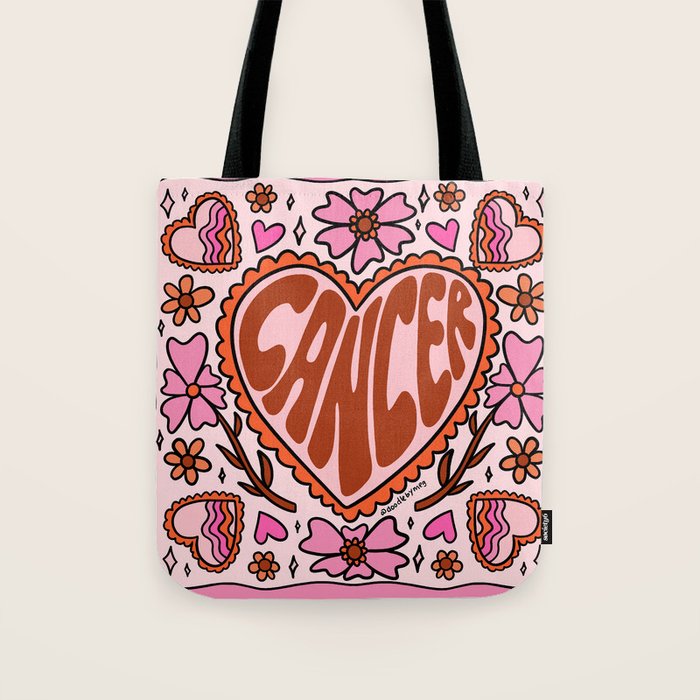 Cancer Zodiac Heart Tote Bag Gallery Image 1