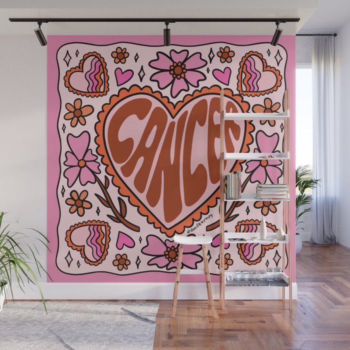 Cancer Zodiac Heart Wall Mural Gallery Image 1