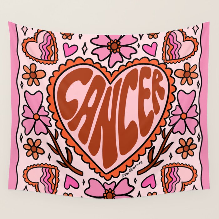Cancer Zodiac Heart Wall Tapestry Gallery Image 4