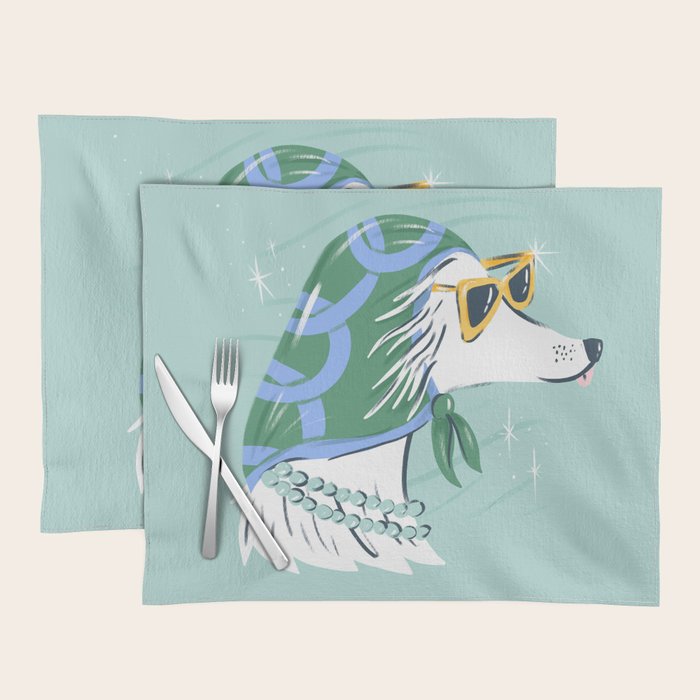 Chic Afghan Hound Dog Illustration Placemat Gallery Image 1