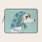 Chic Afghan Hound Dog Illustration Laptop Sleeve Gallery Image 1