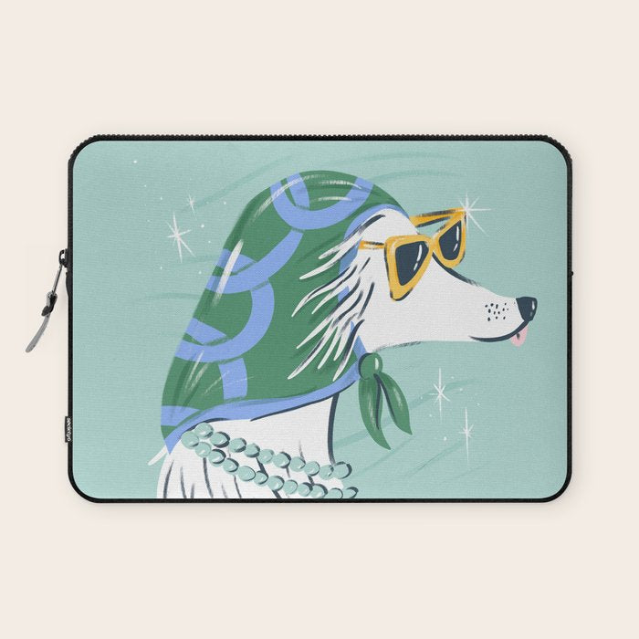 Chic Afghan Hound Dog Illustration Laptop Sleeve Gallery Image 1
