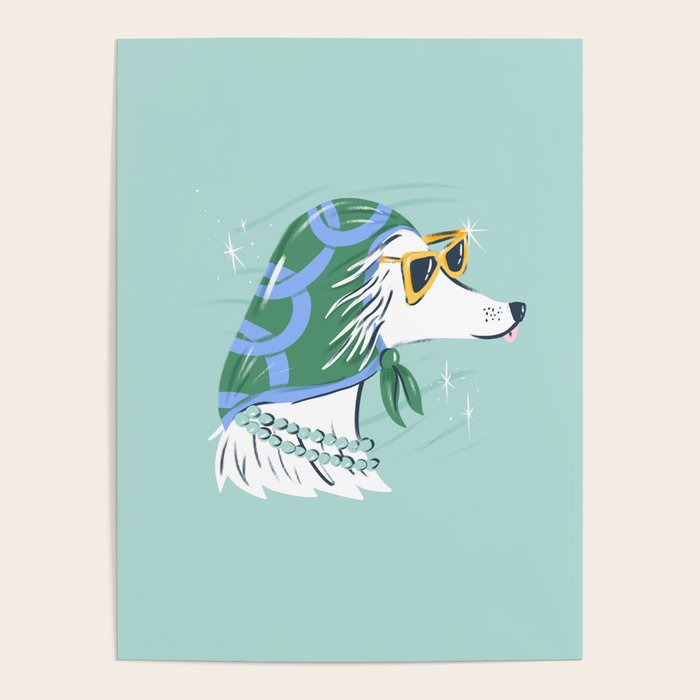 Chic Afghan Hound Dog Illustration Poster Gallery Image 4