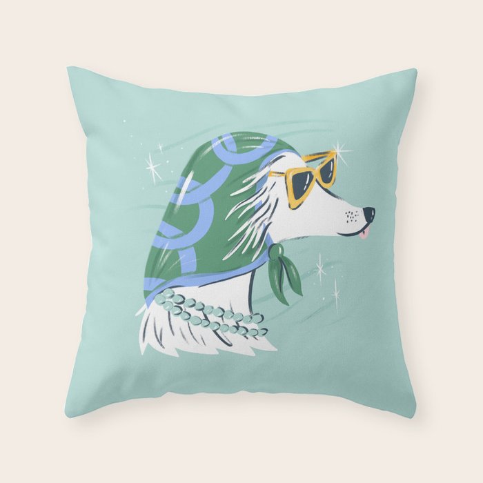 Chic Afghan Hound Dog Illustration Throw Pillow Gallery Image 6