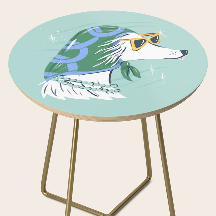 Chic Afghan Hound Dog Illustration Side Table Gallery Image 2