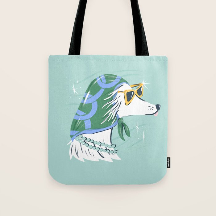 Chic Afghan Hound Dog Illustration Tote Bag Gallery Image 1