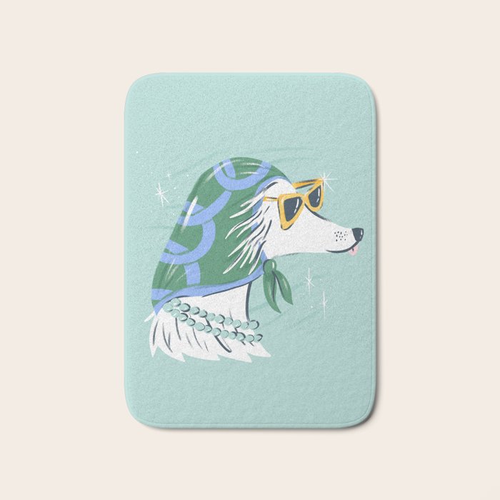 Chic Afghan Hound Dog Illustration Bath Mat Gallery Image 1