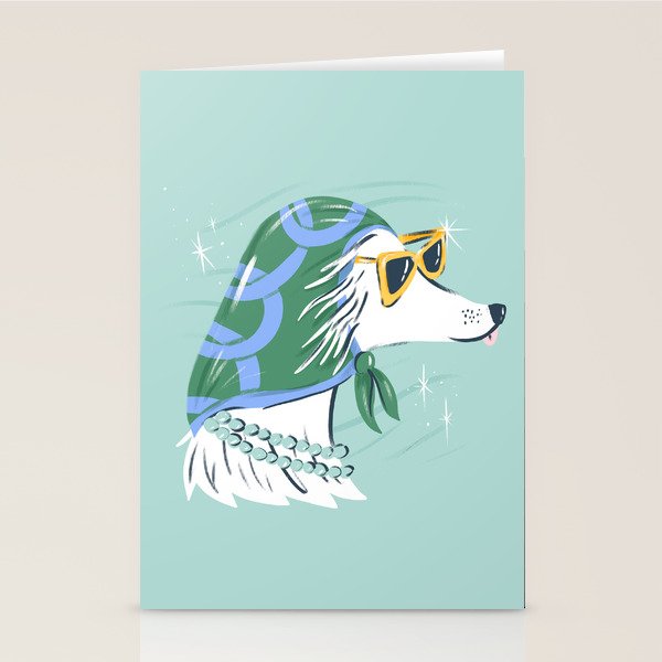 Chic Afghan Hound Dog Illustration Stationery Card Gallery Image 1
