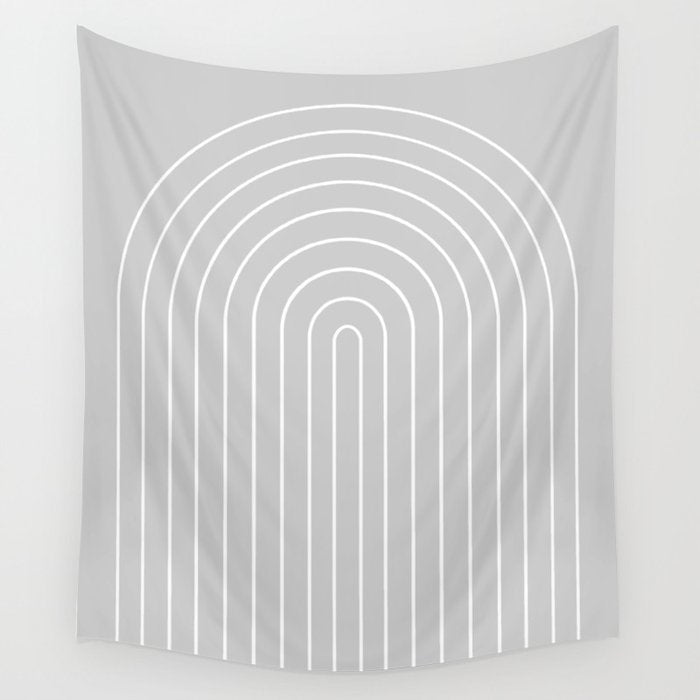 Minimal Arch XLVI Light Grey Modern Geometric Lines Wall Tapestry Gallery Image 4