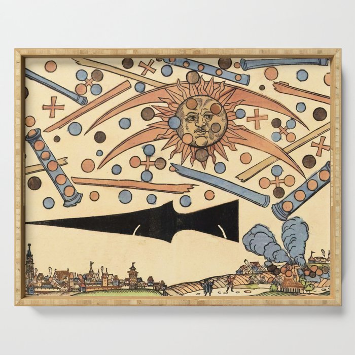 1561 Celestial Phenomenon over Nuremberg Serving Tray Gallery Image 1