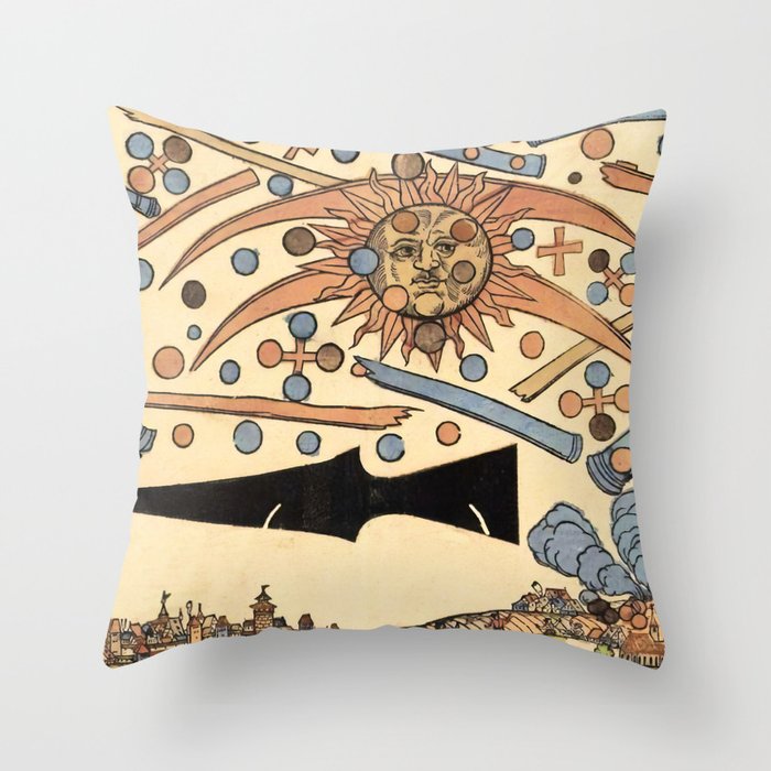 1561 Celestial Phenomenon over Nuremberg Throw Pillow Gallery Image 1