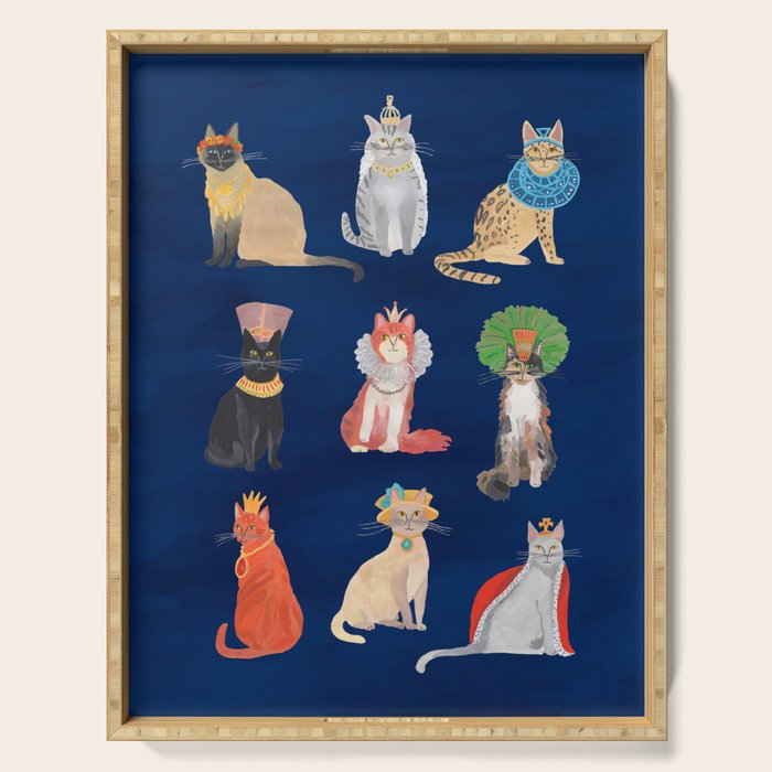 Cat Queens (Blue) Serving Tray Gallery Image 1