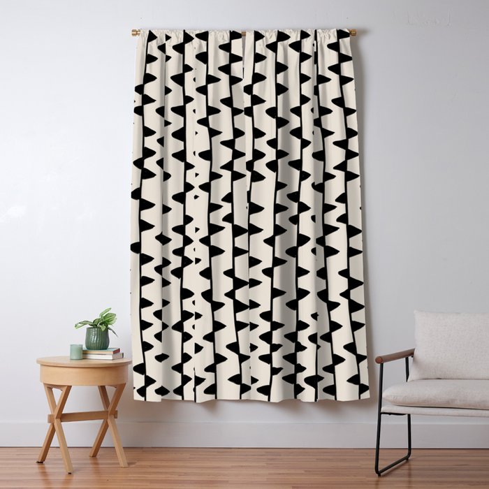 Triangles / Black & White Pattern Window Curtain Gallery Image 1