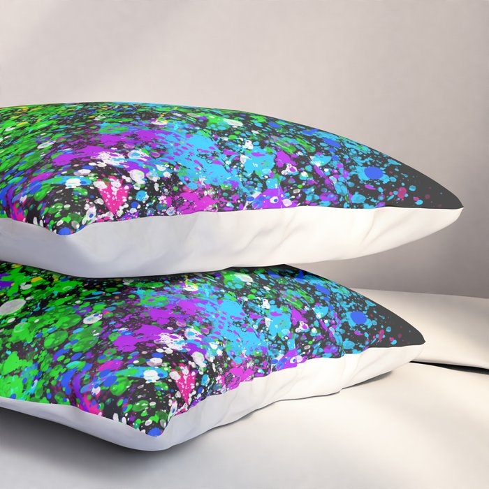Black Rainbow Color Splatter Pillow Sham Gallery Image 3