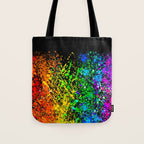 Black Rainbow Color Splatter Tote Bag Gallery Image 1