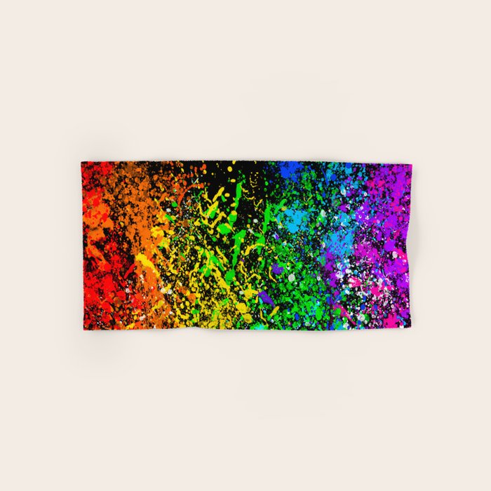 Black Rainbow Color Splatter Bath Towel Gallery Image 1