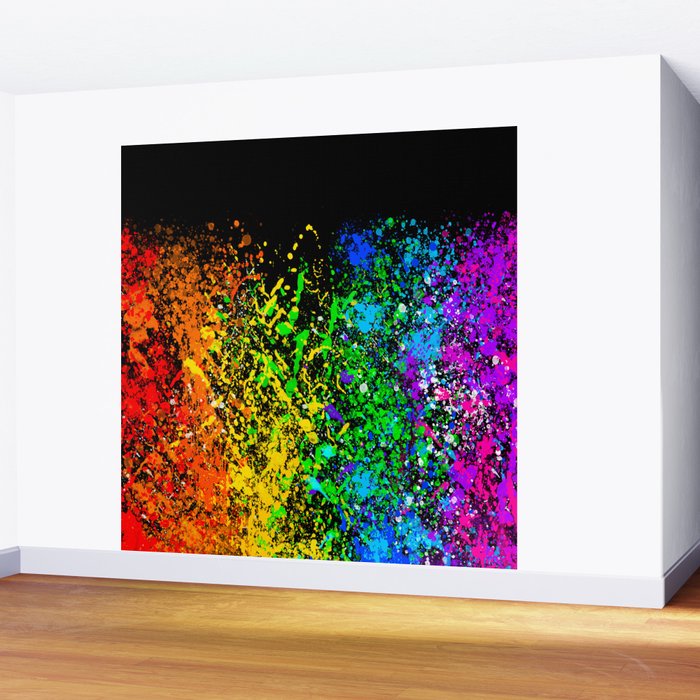 Black Rainbow Color Splatter Wall Mural Gallery Image 2