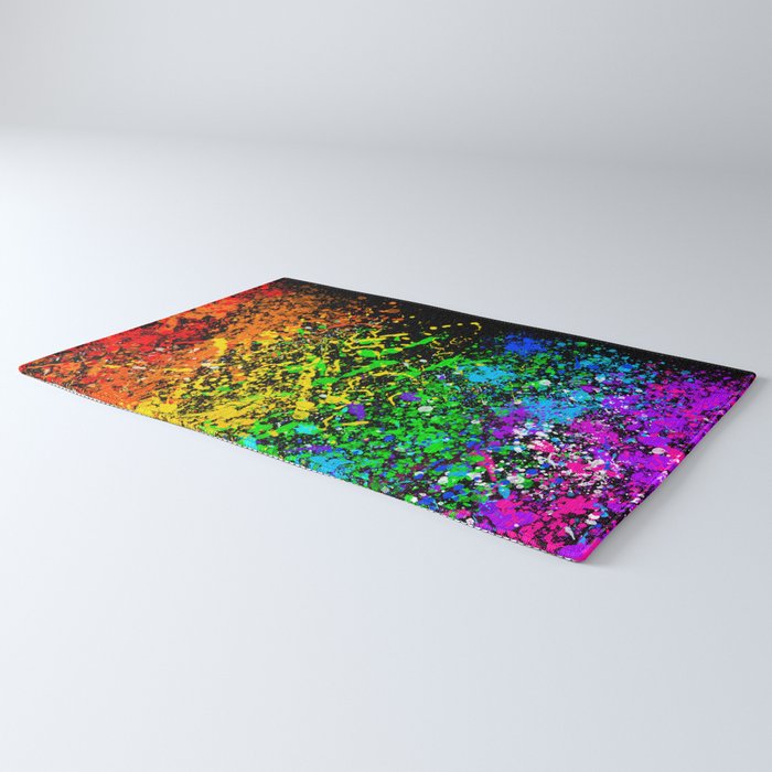 Black Rainbow Color Splatter Rug Gallery Image 3