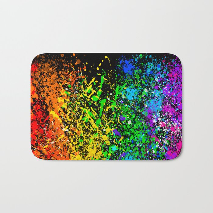 Black Rainbow Color Splatter Bath Mat Gallery Image 1