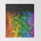 Black Rainbow Color Splatter Throw Blanket Gallery Image 2