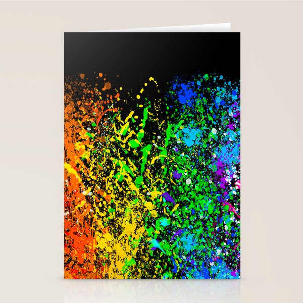 Black Rainbow Color Splatter Stationery Card Gallery Image 2