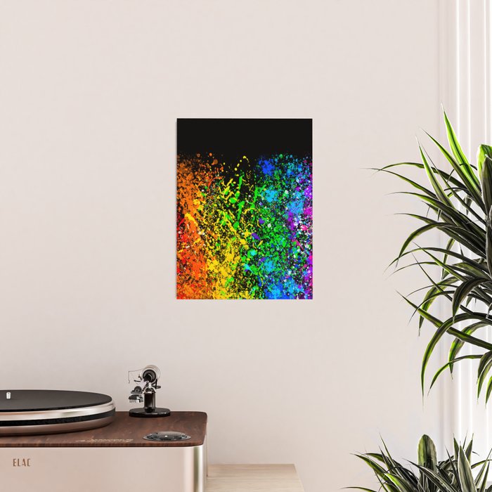 Black Rainbow Color Splatter Poster Gallery Image 2