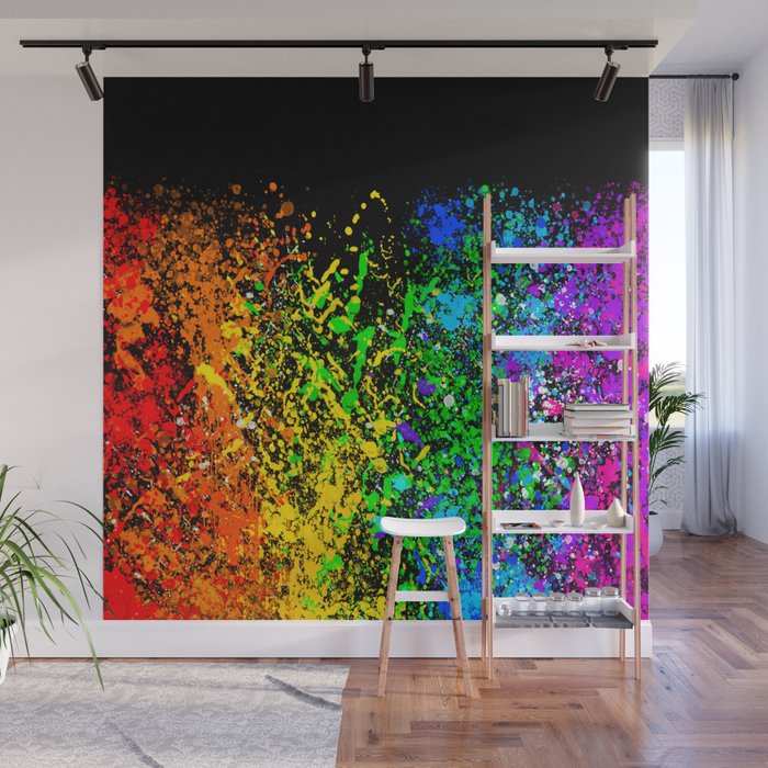 Black Rainbow Color Splatter Wall Mural Gallery Image 1