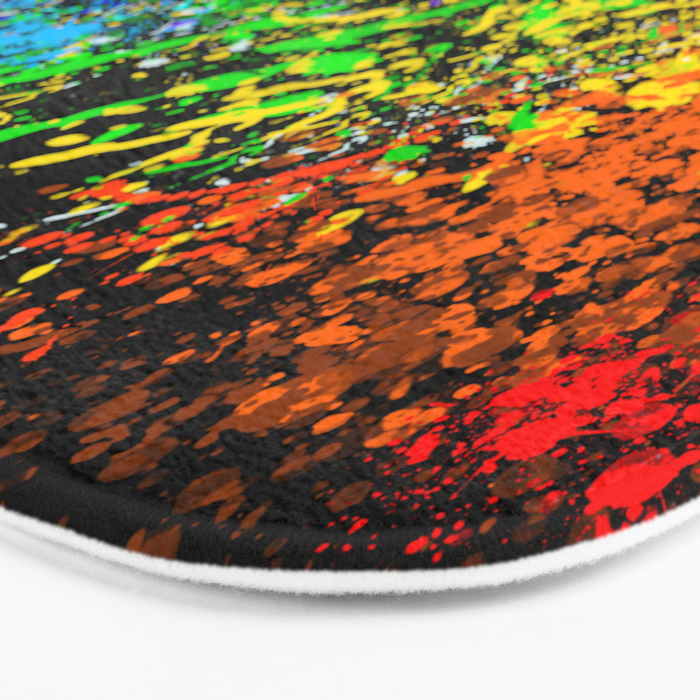 Black Rainbow Color Splatter Bath Mat Gallery Image 3