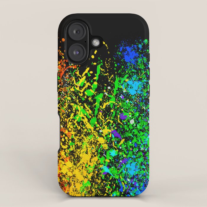 Black Rainbow Color Splatter iPhone Case Gallery Image 1