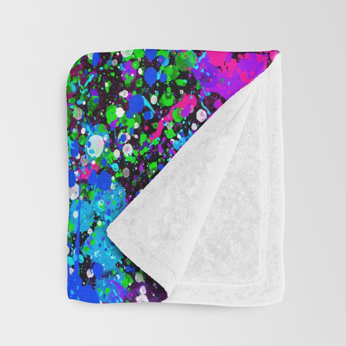 Black Rainbow Color Splatter Throw Blanket Gallery Image 3