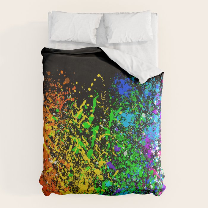 Black Rainbow Color Splatter Duvet Cover Gallery Image 6