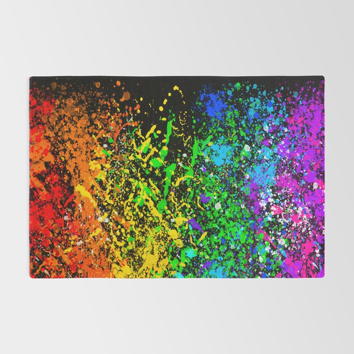 Black Rainbow Color Splatter Rug Gallery Image 2