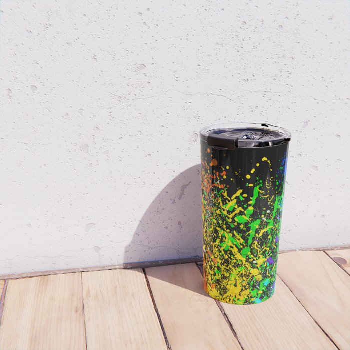 Black Rainbow Color Splatter Travel Mug Gallery Image 4