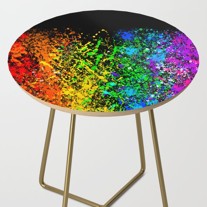 Black Rainbow Color Splatter Side Table Gallery Image 2