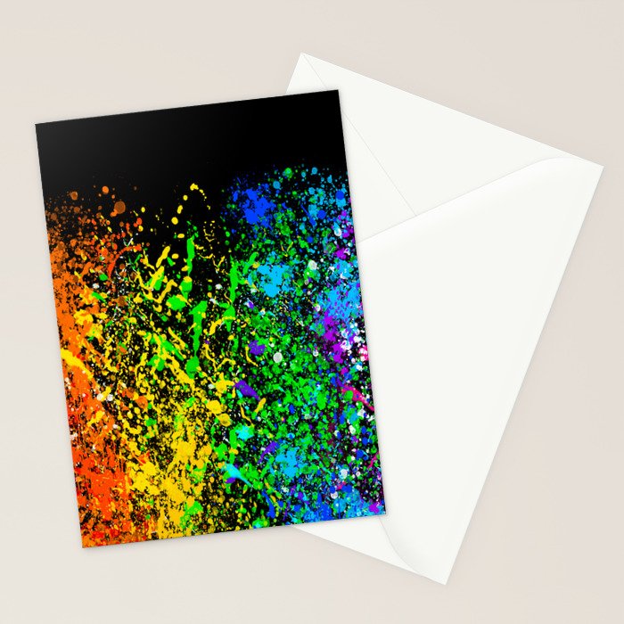 Black Rainbow Color Splatter Stationery Card Gallery Image 2