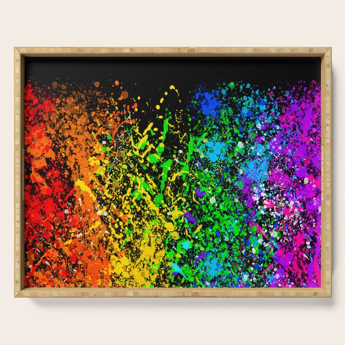 Black Rainbow Color Splatter Serving Tray Gallery Image 1