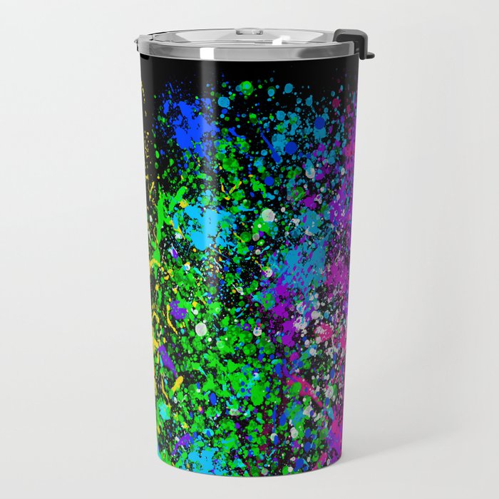 Black Rainbow Color Splatter Travel Mug Gallery Image 2