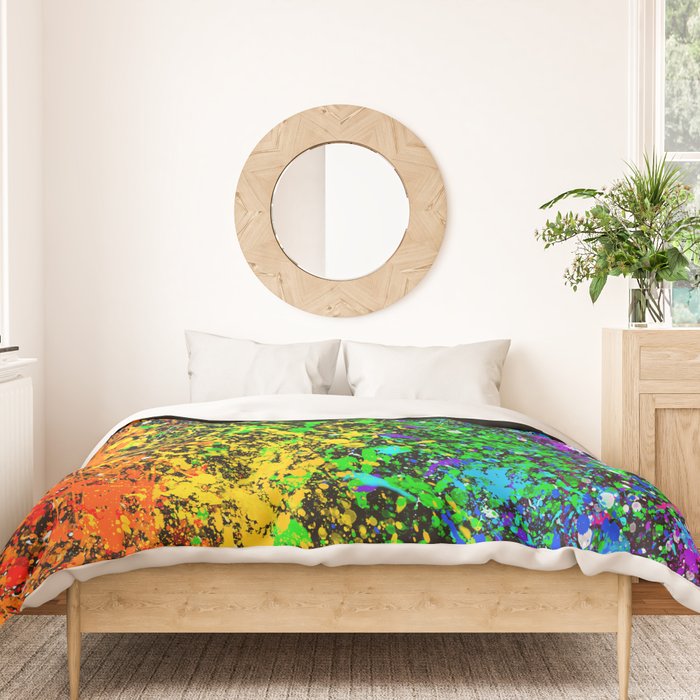 Black Rainbow Color Splatter Duvet Cover Gallery Image 3