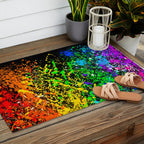 Black Rainbow Color Splatter Outdoor Rug Gallery Image 2