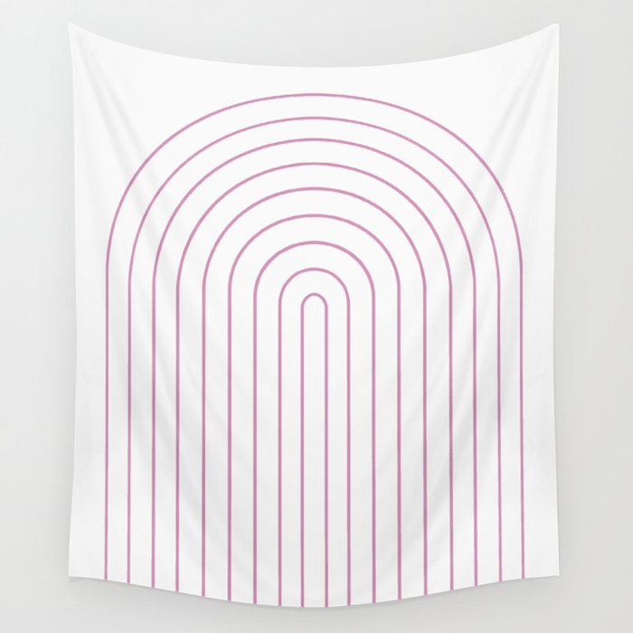 Minimal Arch XXVI White and Pink Modern Geometric Lines Wall Tapestry Gallery Image 1