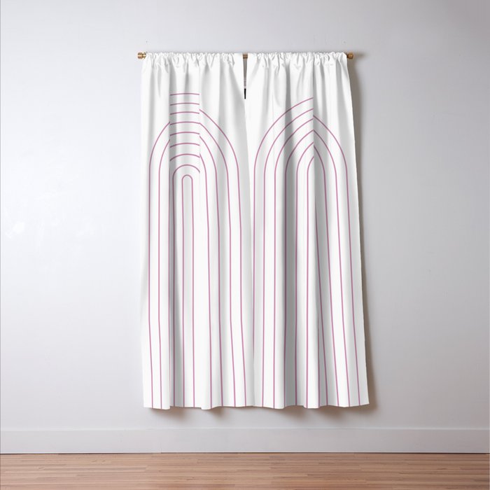 Minimal Arch XXVI White and Pink Modern Geometric Lines Window Curtain Gallery Image 3