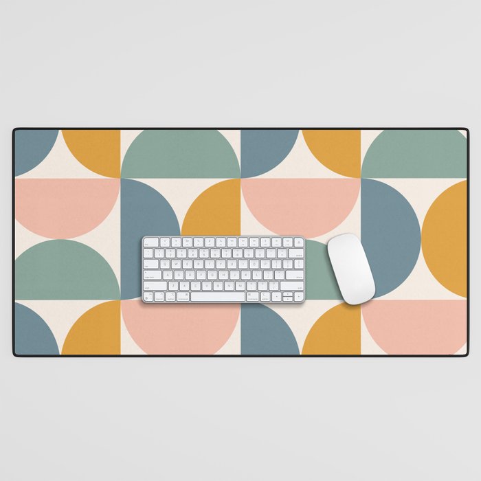 Bauhaus Mid Century Modern Geometric II Natural Pastel Desk Mat Gallery Image 1