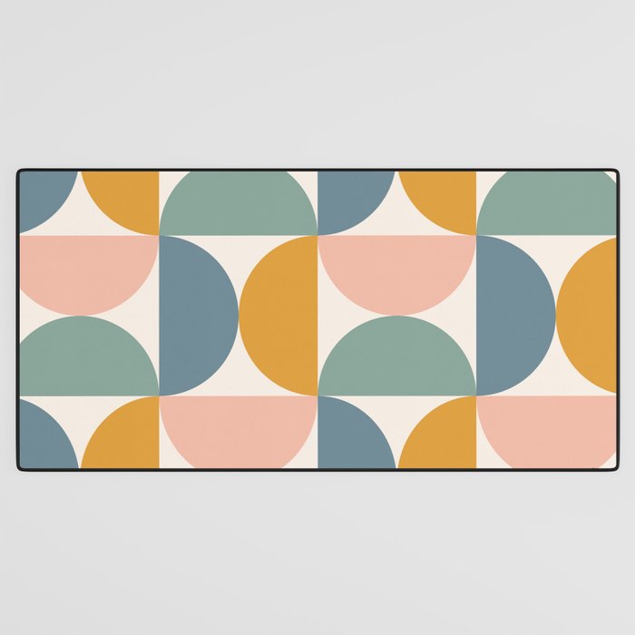 Bauhaus Mid Century Modern Geometric II Natural Pastel Desk Mat Gallery Image 3