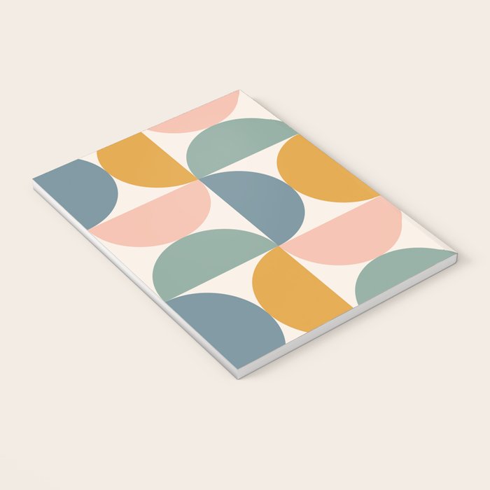 Bauhaus Mid Century Modern Geometric II Natural Pastel Notebook Gallery Image 3
