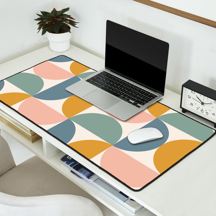 Bauhaus Mid Century Modern Geometric II Natural Pastel Desk Mat Gallery Image 2