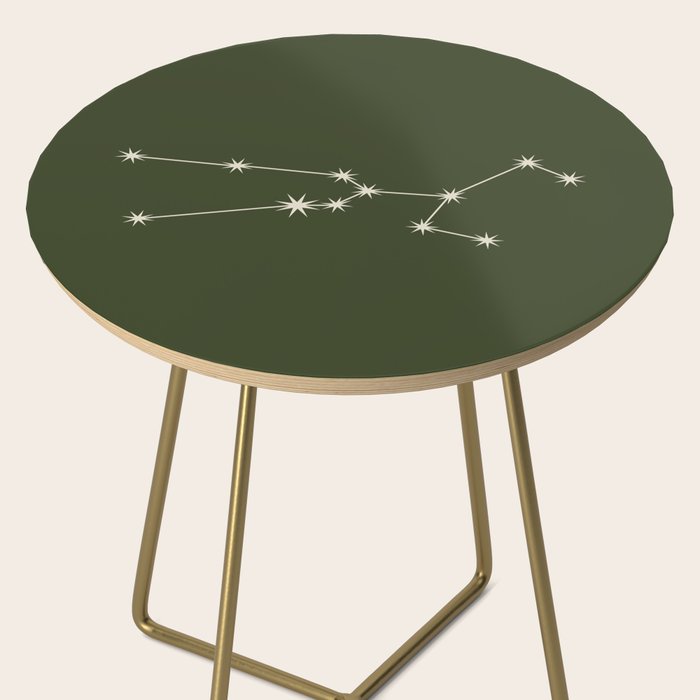 Taurus Zodiac Star Constellation Line Art Moss Green Side Table Gallery Image 2