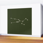 Taurus Zodiac Star Constellation Line Art Moss Green Wall Mural Gallery Image 2