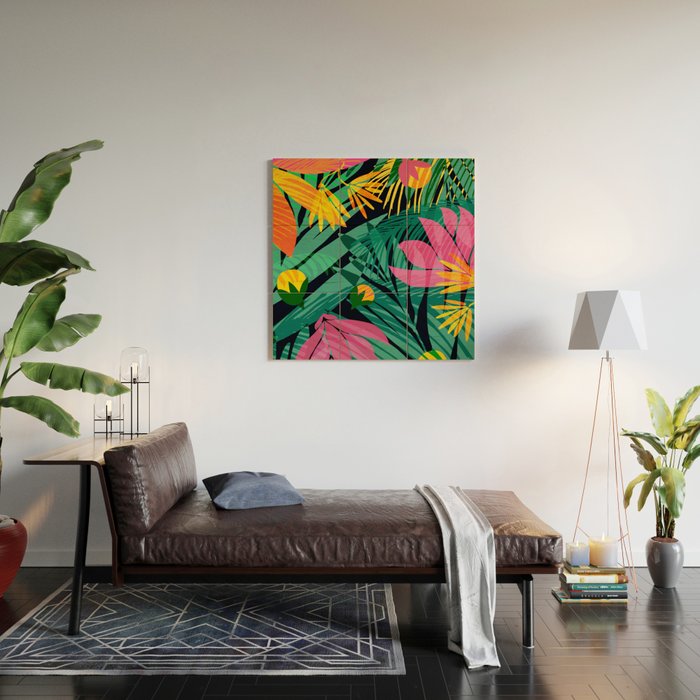 Wild Tropics Colorful Abstract Pattern Wood Wall Art Gallery Image 2
