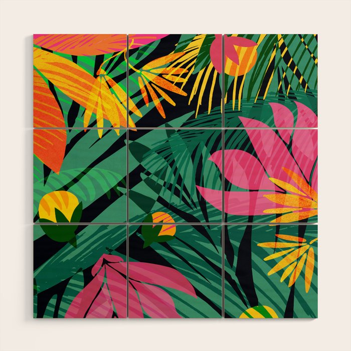 Wild Tropics Colorful Abstract Pattern Wood Wall Art Gallery Image 1